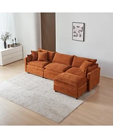 L-Shaped Sectional Sofa with Ottoman: Chenille Upholstered Comfort