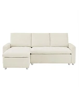 L-Shaped Convertible Sofa Bed with Pull-Out Bed, Storage and Washable Covers