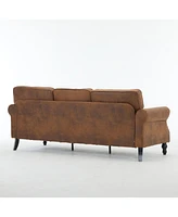83" Nailhead Couch with Rolled Arm and 22" Deep Seat