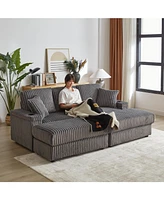 Comfy 3-Seater Corduroy Sofa with Storage Spaces