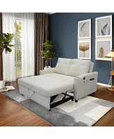 Modern Velvet Foldable Sofa Bed with Adjustable Back, Usb Port, Ashtray, and Swivel Phone Stand