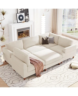 Modular Sectional Sofa with Ottoman L Shaped Corner for Living Room, Office, Spacious Space