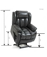 Electric Grey Power Lift Recliner with Vibration Massage and Heating
