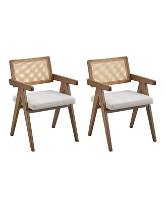 Mid-Century Dining Chairs (Set of 2), Upholstered Wooden Kitchen Chairs for Home, Office, or Restaurant