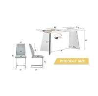 Luxurious Pandora Sintered Stone Table & Light Gray Pu Chairs