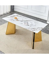 Luxurious Cold Jade Slab Dining Table (63"x31.5"x30") with Butterfly Legs