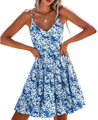 Cupshe Women's Rustic Daisy Floral Mini Beach Dress