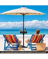 Patio Umbrella Table Tray Adjustable with Storage and Umbrella Poles