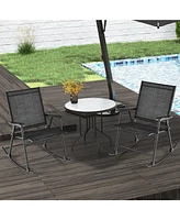 Folding Rocking Chair with Breathable Seat Fabric Set of 2