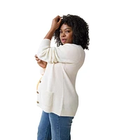 Ingrid + Isabel Maternity Button Front Cardigan Sweater Cream L