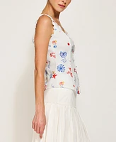 Line & Dot Women's Reeta Square-Neck Top Button-Front