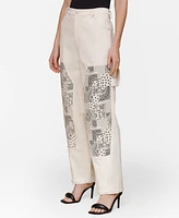 Avec Les Filles Women's Bandanna-Inset Carpenter Pants