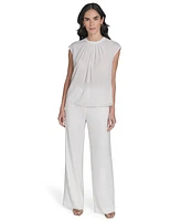 Calvin Klein Women's Studded Cap-Sleeve Crewneck Blouse