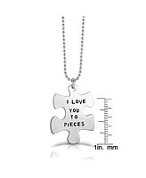 White Gold Plated Puzzle Piece Pendant Necklace