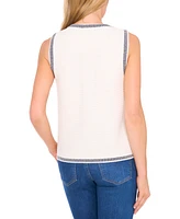 CeCe Women's Sleeveless Striped-Edge Sweater Vest