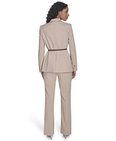 Calvin Klein Womens Belted Pinstripe Jacket Straight Leg Pants