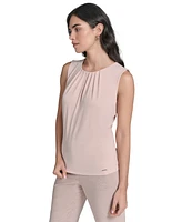 Calvin Klein Women's Sleeveless Pleat-Neck Knit Top