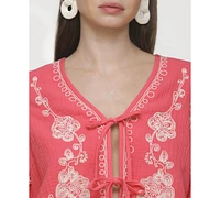 Avec Les Filles Women's Embroidered Peplum Jacket