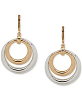 Anne Klein Two-Tone Double Ring Drop Earrings