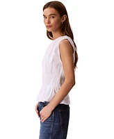 Calvin Klein Jeans Women's Ruched Cotton Poplin Top
