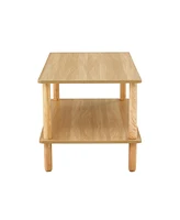 Modern 2-Tier Living Room Coffee Table with Open Shelf and Durable Legs