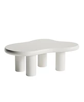 Cute Cream Coffee Table (46") with 4 Legs for Living Room