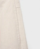 Mango Women's Tortoiseshell Button Linen Pants