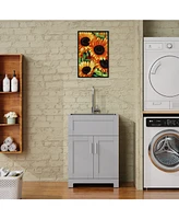 24" Bathroom Vanity Cabinet with Stainless Steel Sink