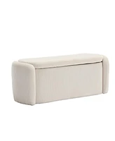 Storage Ottoman, Bedroom End Bench, Upholstered Fabric Storage Ottoman with Safety Hinge, Entryway Padded Footstool, Ottoman Bench for Living Room & B