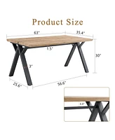 63" Wood Dining Table w/ Black A-Frame Legs