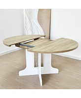 Farmhouse Expandable Dining Table, 59", White
