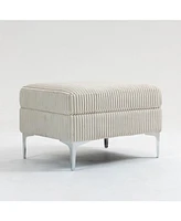 Modular Sectional Sofa Square Ottoman Module,Storage Ottoman Footrest,Beige