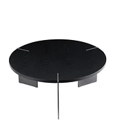 Round Coffee Table Black Oak Wood Surface and Black Metel Feet