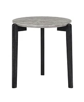 Living Room Coffee Table: Modern and stylish 24 inch round small coffee table, imitation marble tabletop with rubber wood solid wood legs