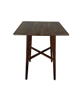 Modern Bar Height 42" Dining Table, Rubberwood Legs and Laminate Table Top, Walnut Finish, Black