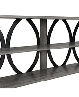 Industrial Console Table, 70.87" Entryway Table with Storage, Black