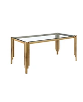 65" Rectangle Glass Dining Table with Gold Legs