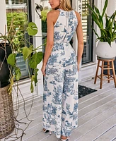 Cupshe Women's Enchanting Toile Halter Jumpsuit