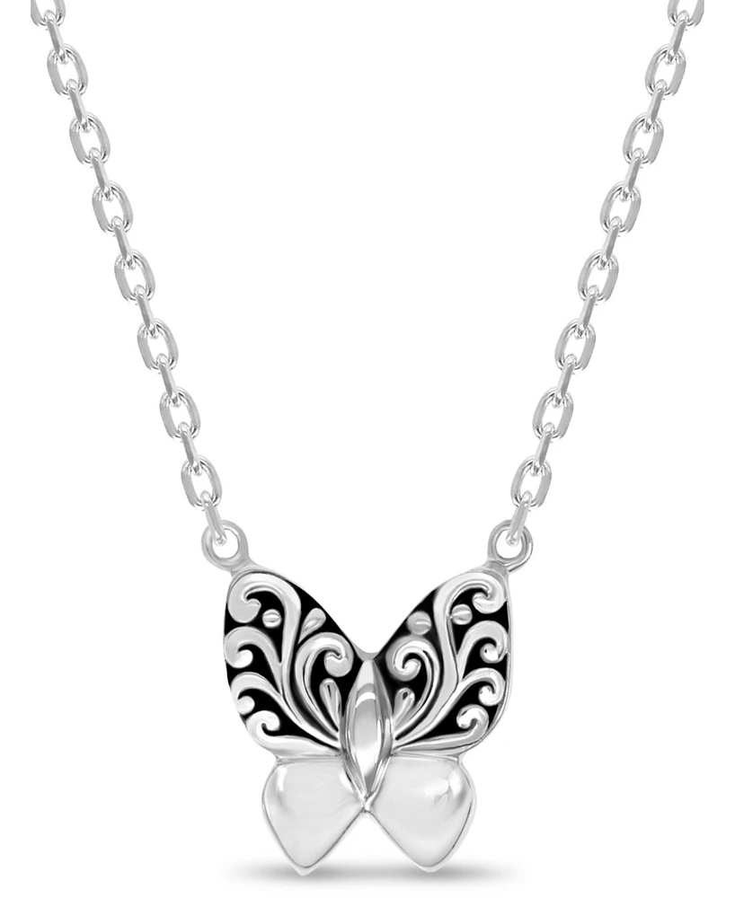 Devata Butterfly Filigree Chain Necklace, 16 in adj to 18 in
