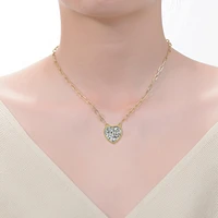 Heart Bezel Set Clear Cubic Zirconia Solitaire Necklace