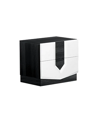 Wooden Two-Drawer Nightstand with Elegant Storage