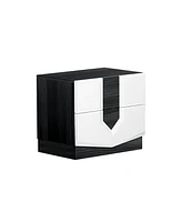 Wooden Two-Drawer Nightstand with Elegant Storage