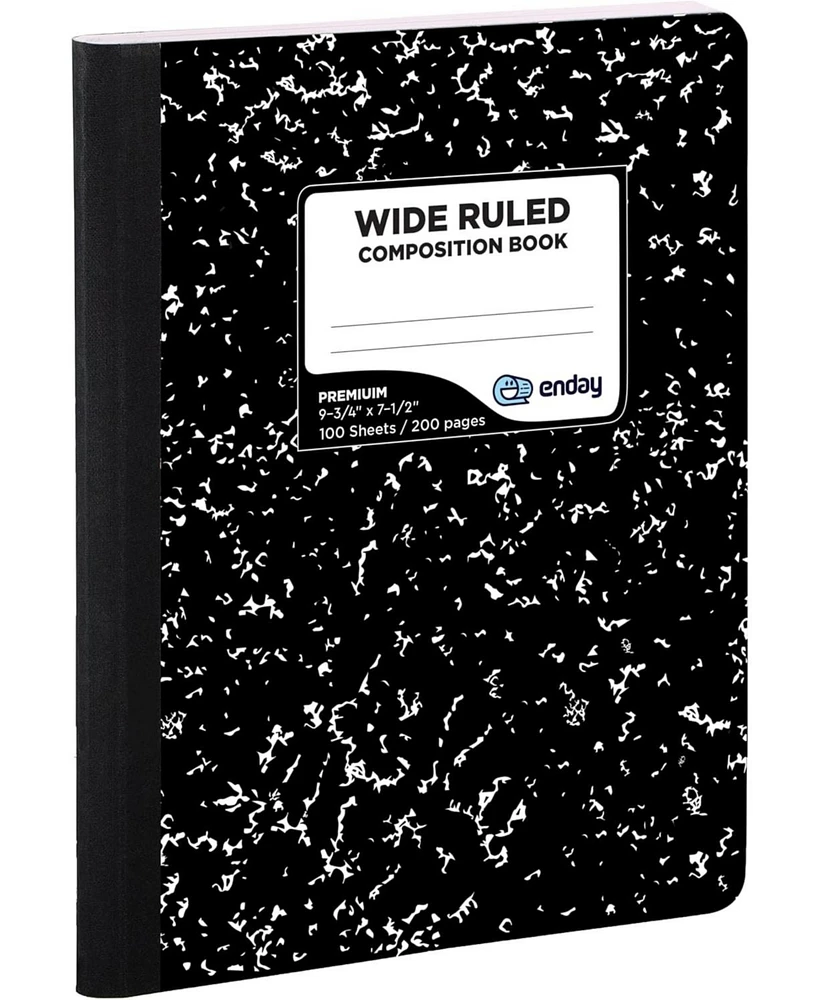 Enday Marble Composition Notebook Wide Ruled Black and White Composition Books 100 Sheets