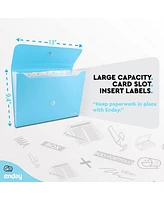Accordion File Organizer Blue, 7 Pocket Expanding and Cover Folder with Labels, Plastic Portable Desktop Letter A4 Paper, 1 Pc – by Enday