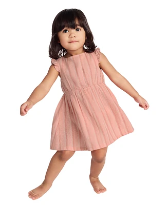 Calvin Klein Baby Girls 2-Piece Striped Gauze Dress and Bloomers Set