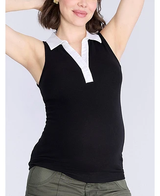 Motherhood Maternity V-Neck Sleeveless Polo Top