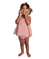 Calvin Klein Baby Girls 2-Piece Gauze Sunsuit and Matching Headband Set