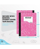 Composition Notebooks Wide Ruled Paper, Colored Marble Composition Notebook Covers, 100 Sheets (200 pages) Composition Books, Wide Ruled, Pink -Red