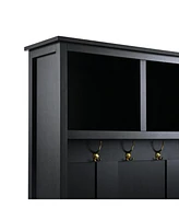 4-in-1 Hall Tree: Hooks, Storage Bench, 76.6"H