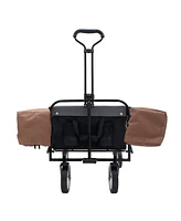 360lbs Collapsible Wagon Cart w/ Straps & Liners - Black